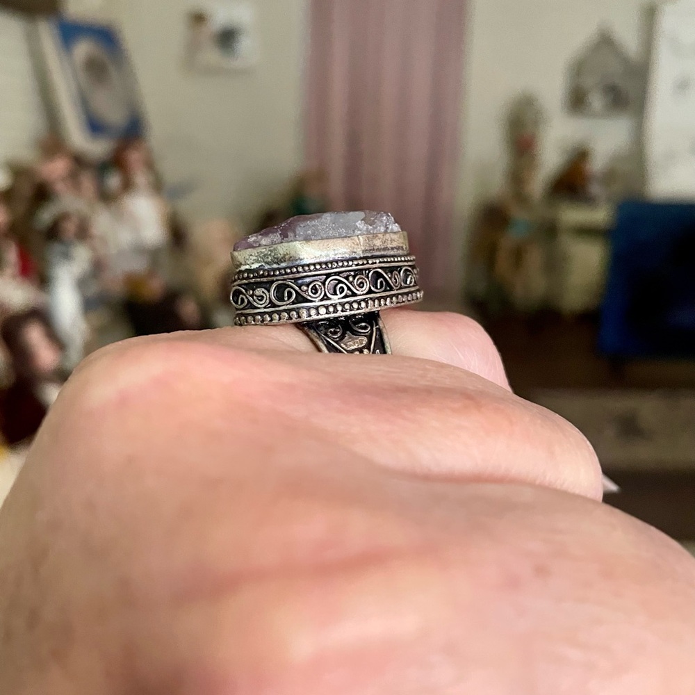 Raw Amethyst Sterling Silver Ring - image 2